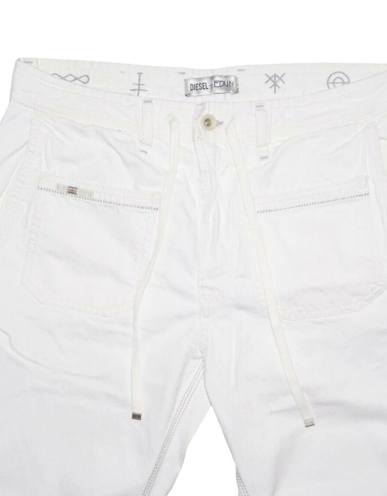 ED RAKEE Mens Denim Jeans Straight Leg Casual Regular Cotton Pants White