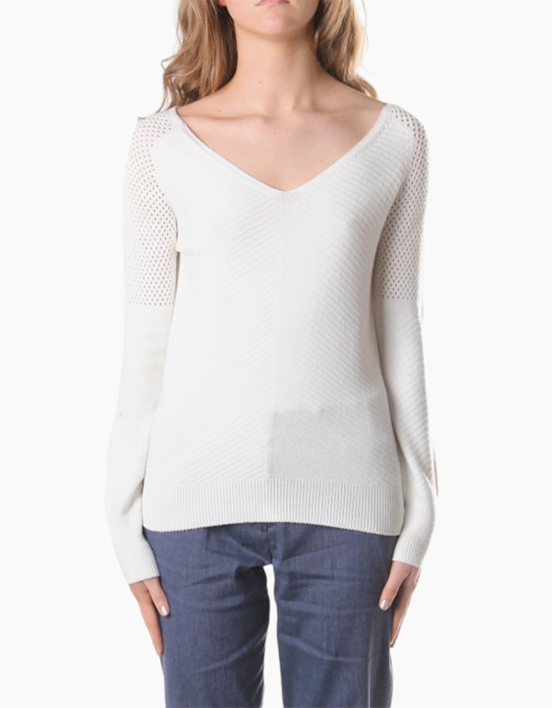 Diesel Women's DIESEL M DADEY Womens Jumpers Long Sleeve Pullover V Neck Sweater Casual Top NEW - Cream