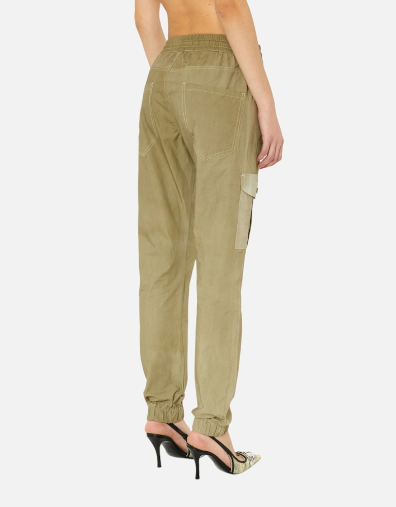 P-URSULA-CHALK Womens Cargo Trouser Elastic Waist Tapered Leg Cotton Pant