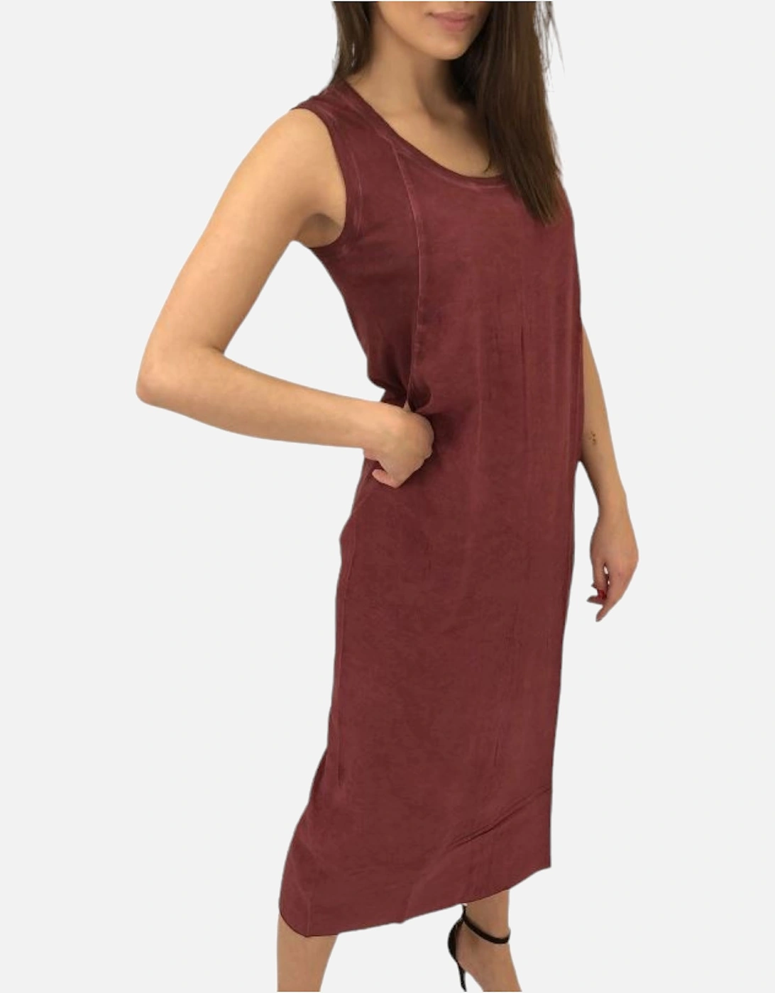 D SPLIT Womens Dress Round Neck Long Dress Sleeveless Regular Fit Tops