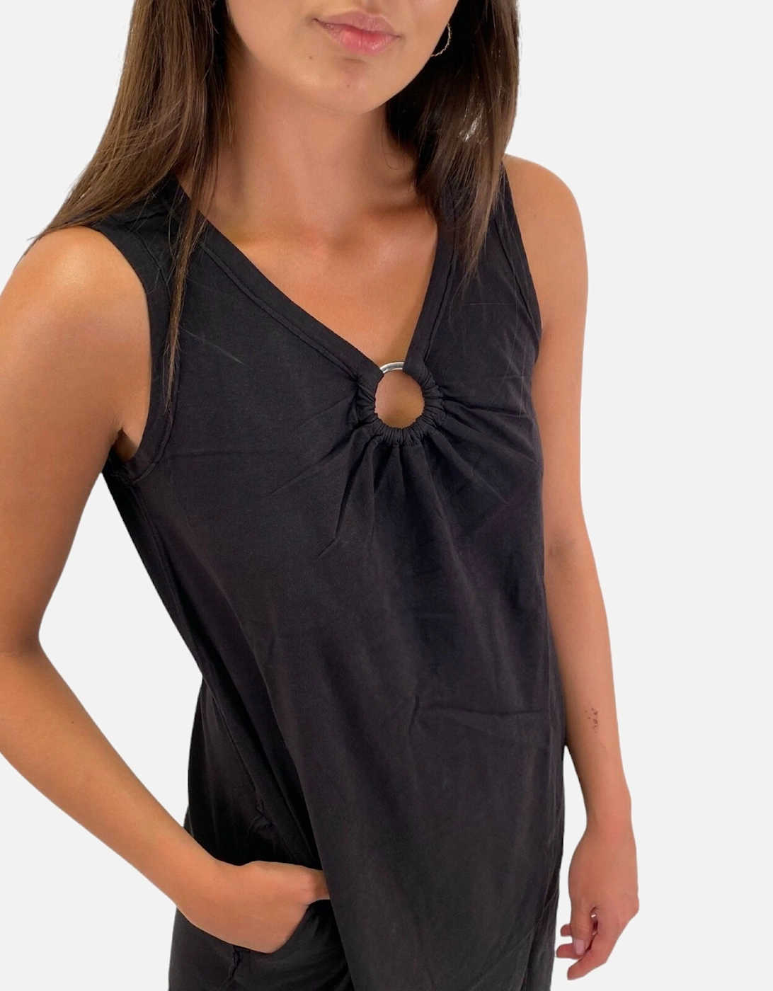 D ISBEL Womens Dress V Neck Long Dress Sleeveless