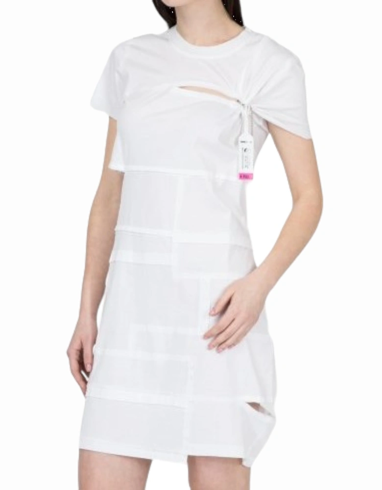 D MILIA Womens Dress Round Neck Patchwork Dress Regular Fit Casual Tops