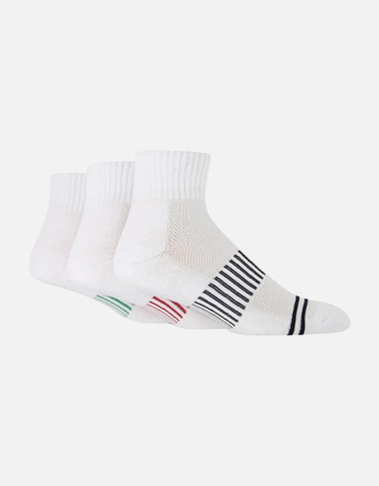 Glenmuir Men's 3 Pack Sports Socks White/Navy/Red/Green