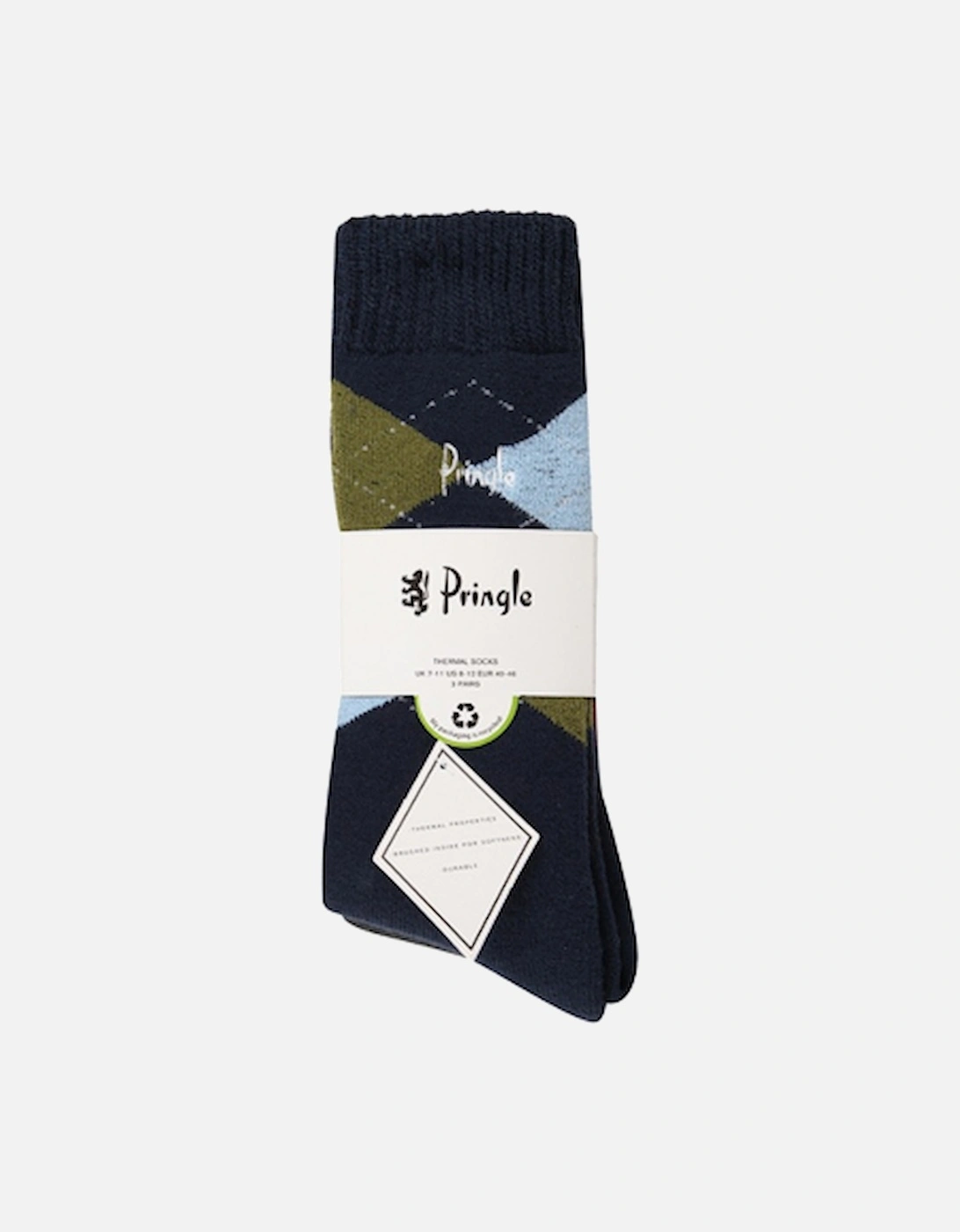 Pringle 3 Pack Thermal Boot Sock Navy/Charcoal/Black With Argyl