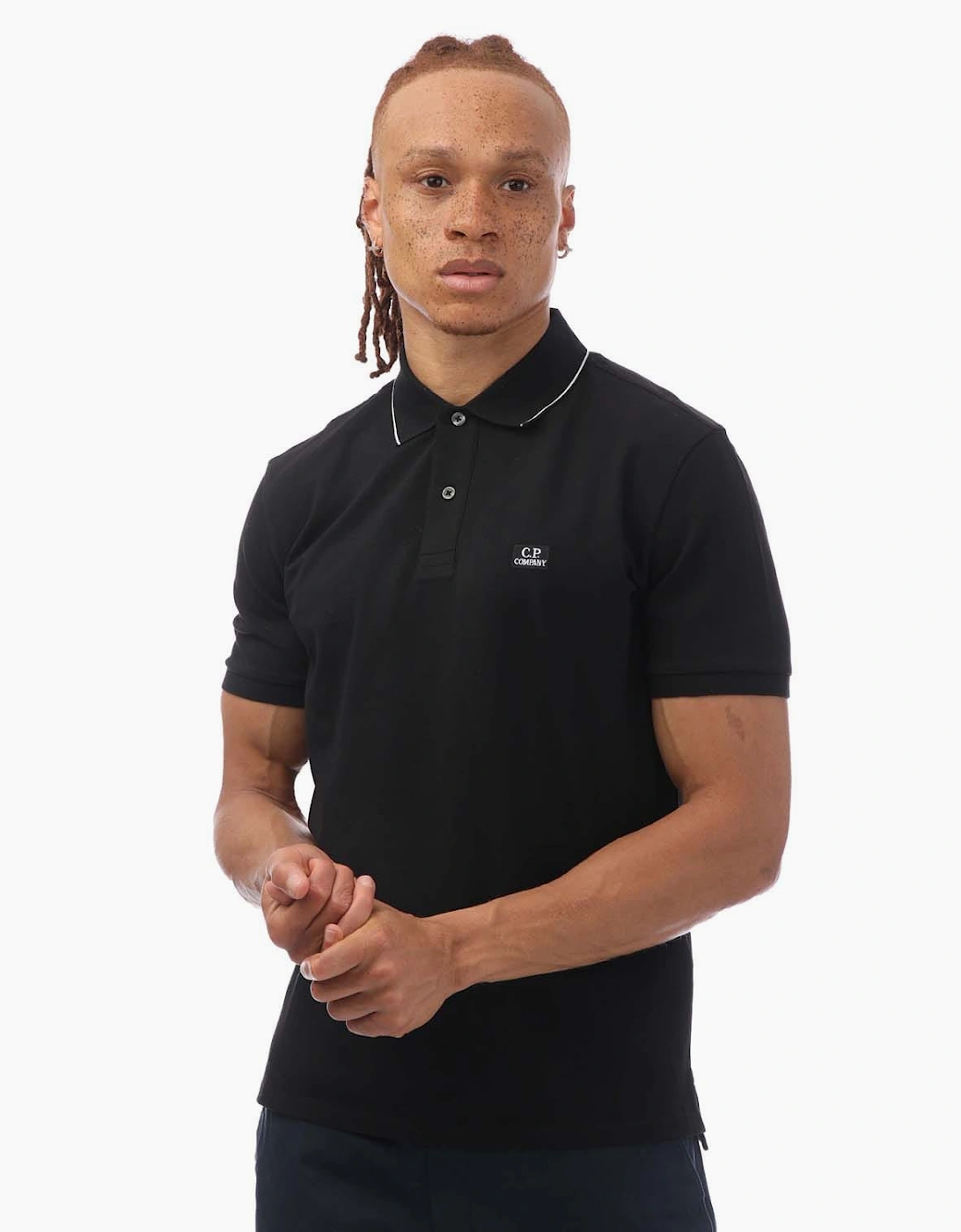 Cp Company Men's Black Stretch Piquet Polo Shirt - : Regular/36 S