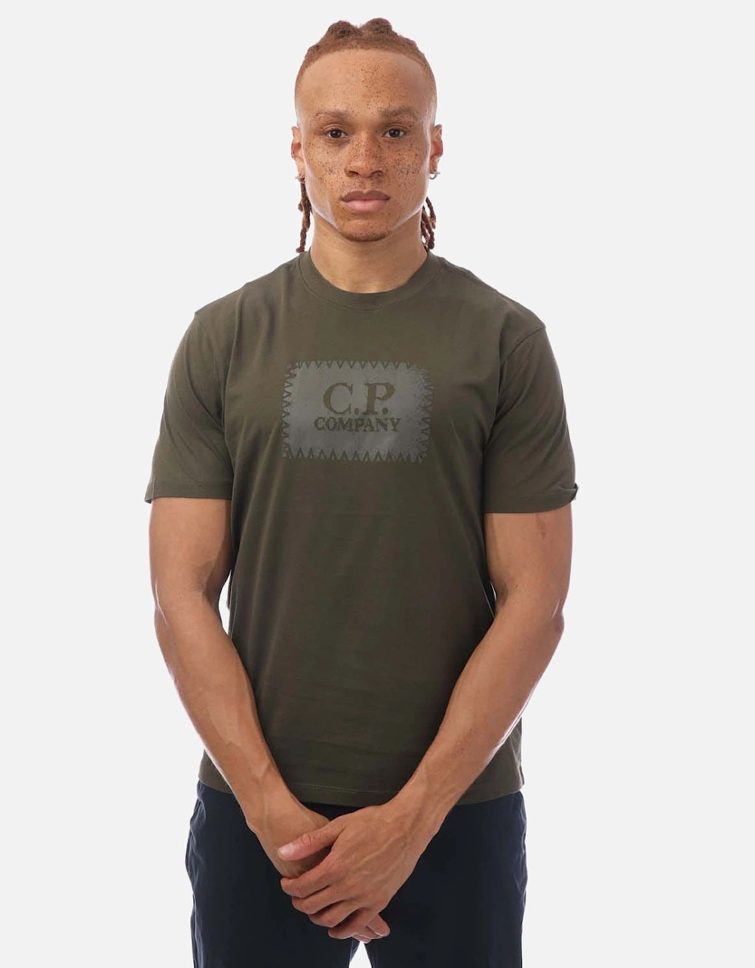 CP Company Men's 30/1 Jersey Label Style Logo T-Shirt - Green - Size: 44