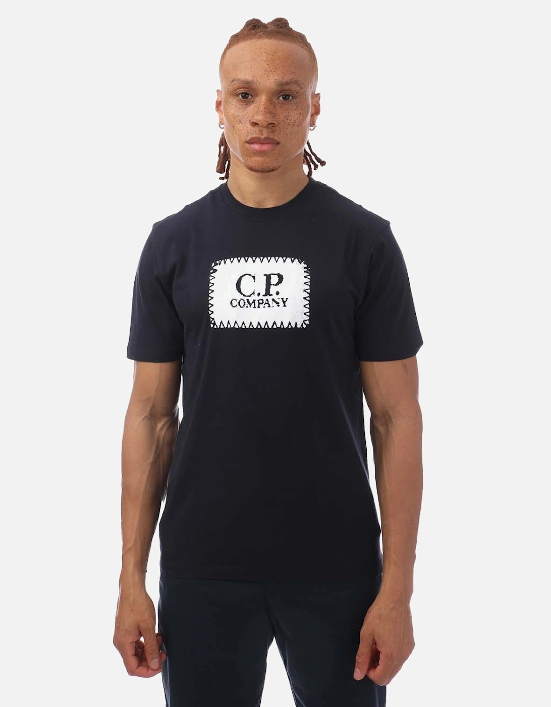 CP Company Men's 30/1 Jersey Label Style Logo T-Shirt - Navy - Size: 38