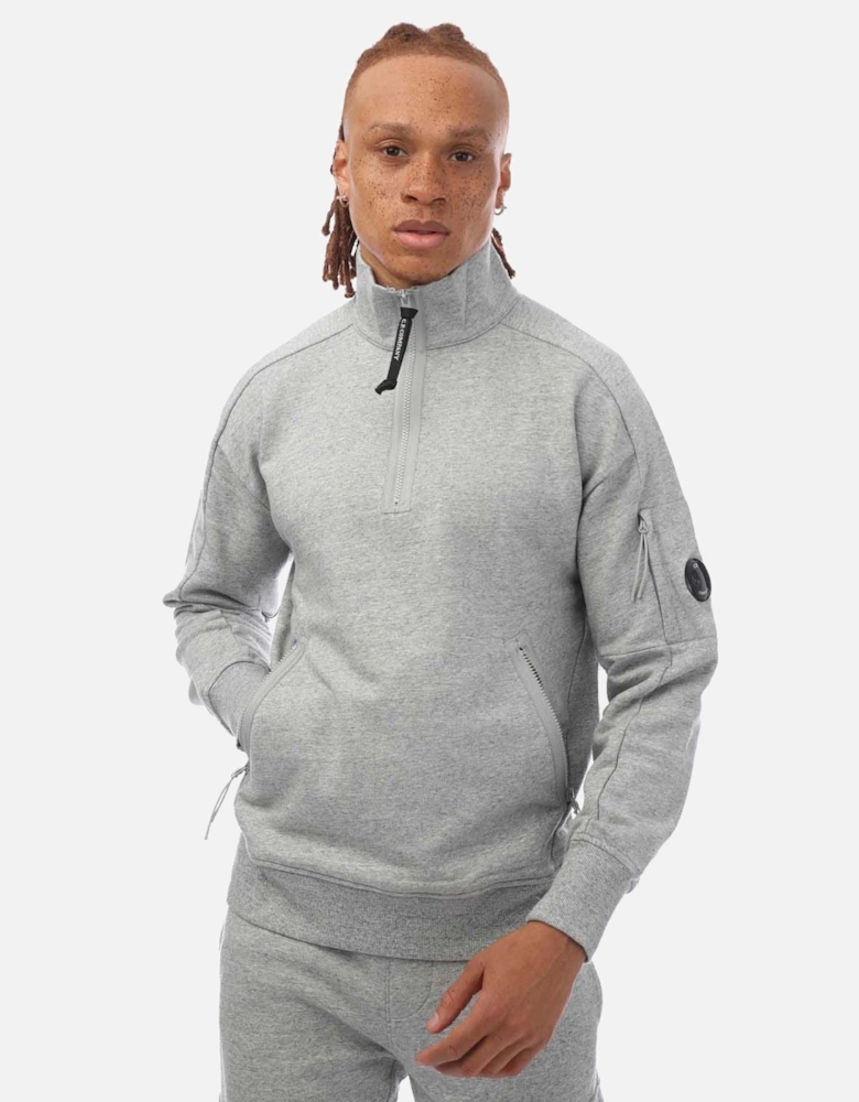 Diagonal Raised Half-Zip Fleece Sweatshirt