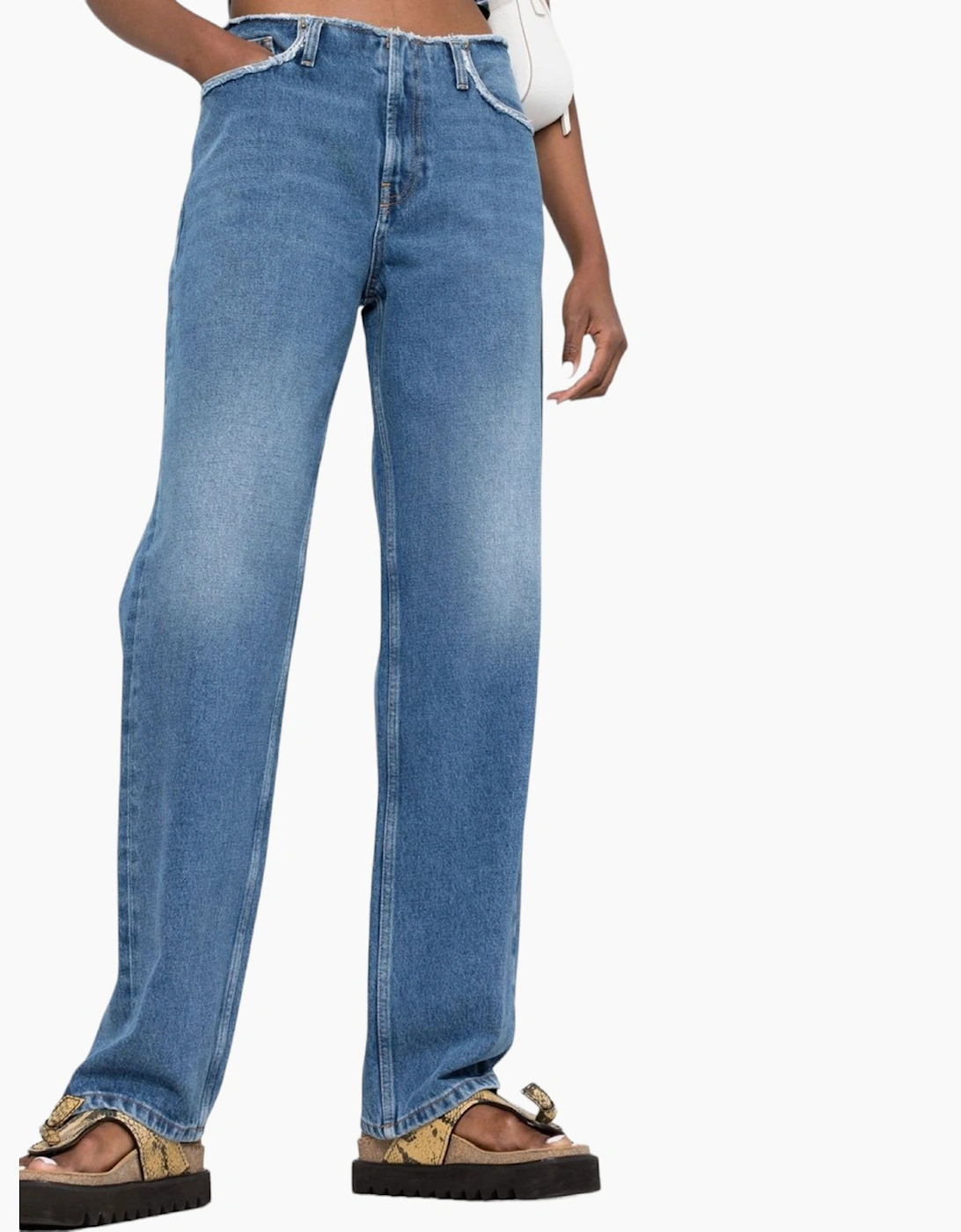 Women's DIESEL D-ARK 007F3 Womens Denim Jeans Relaxed Fit Mid Waist Straight Leg Pants - Blue - Size: 10/32in