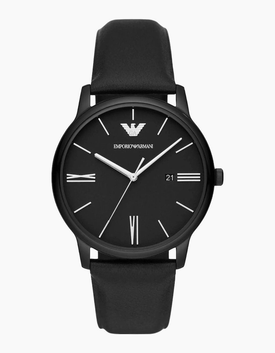Emporio Armani Men's Black Ar11573 Three-Hand Date Leather ’S Watch - Image 8