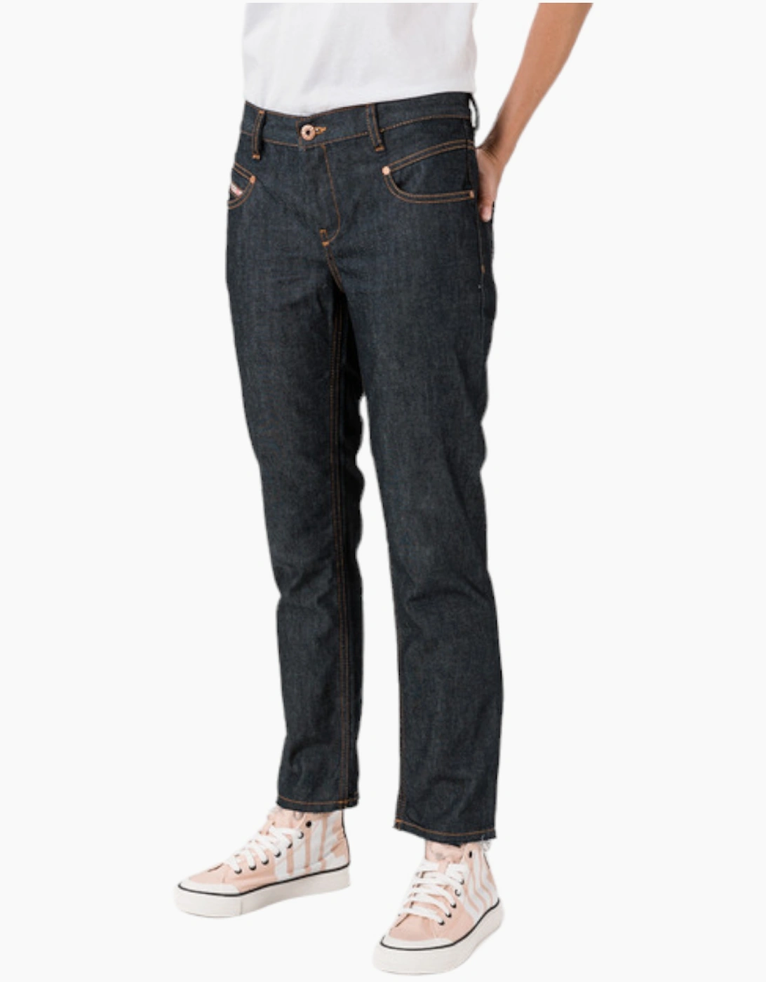 Diesel Women's Black Belthy Ankle Re058 Jeans Regular Slim Straight Low Waist Fit Pants  12/32In W29 L32