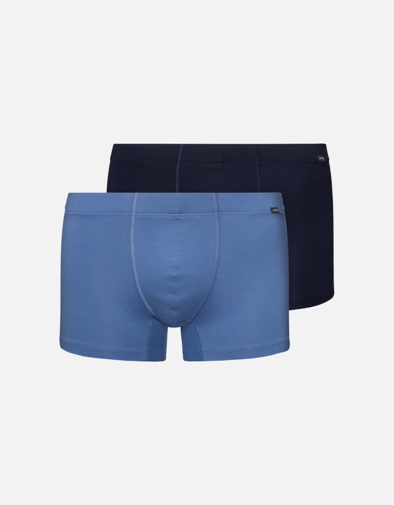 2-Pack Covered Waistband Cotton Essentials Boxer Trunks, Windy Blue / Deep Navy