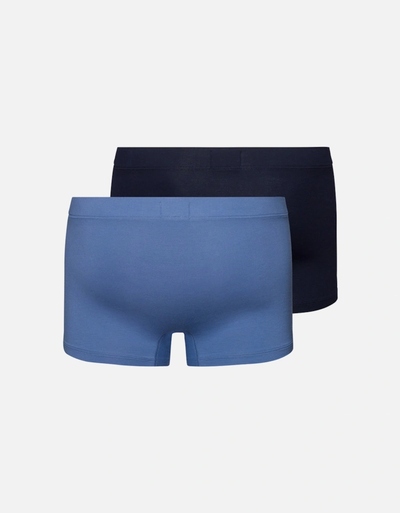 2-Pack Covered Waistband Cotton Essentials Boxer Trunks, Windy Blue / Deep Navy