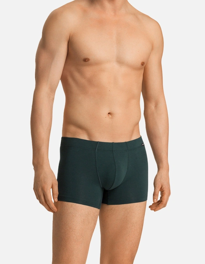 2-Pack Covered Waistband Cotton Essentials Boxer Trunks, Laurel/Black