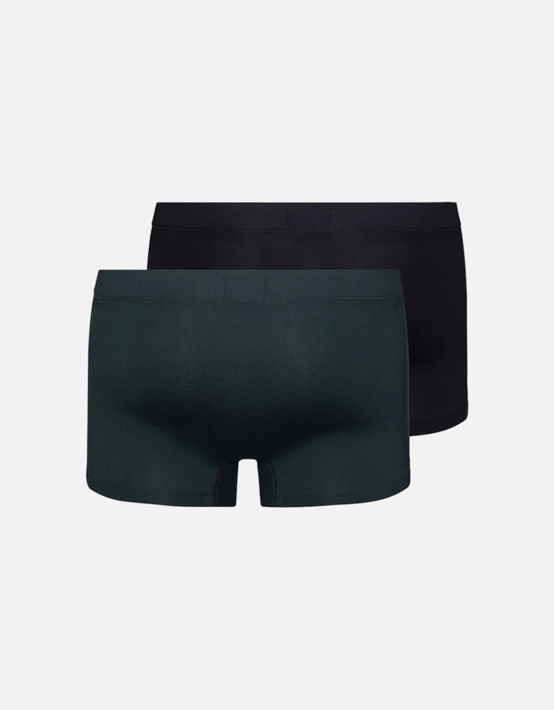 2-Pack Covered Waistband Cotton Essentials Boxer Trunks, Laurel/Black