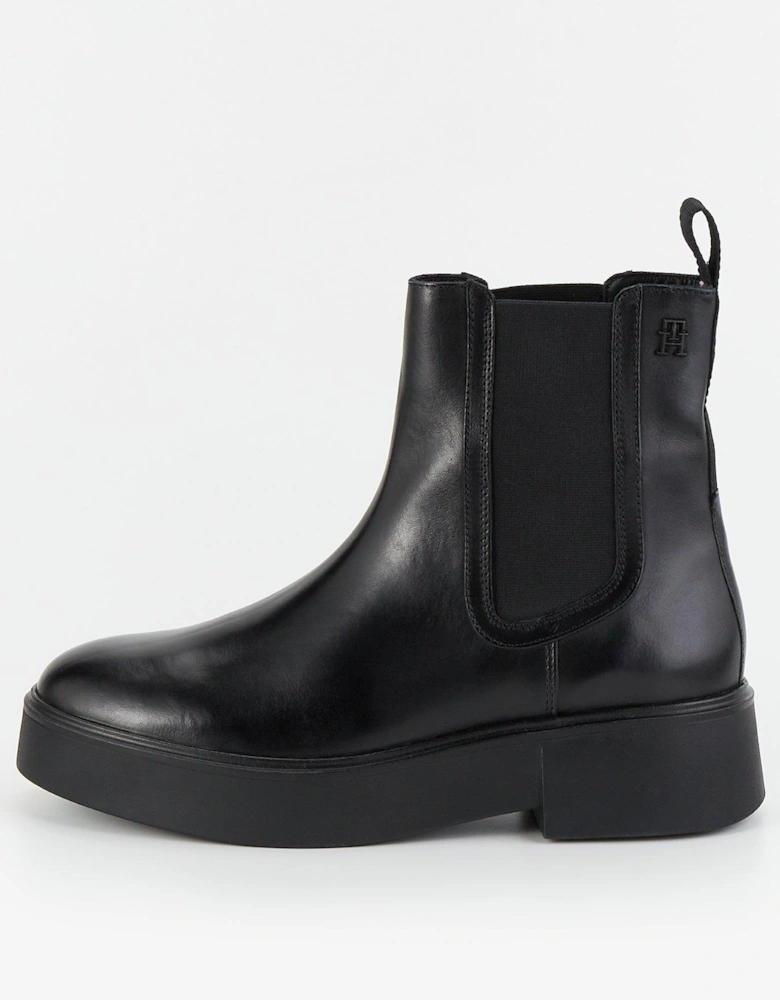 Leather Ankle Chelsea Boots - Black