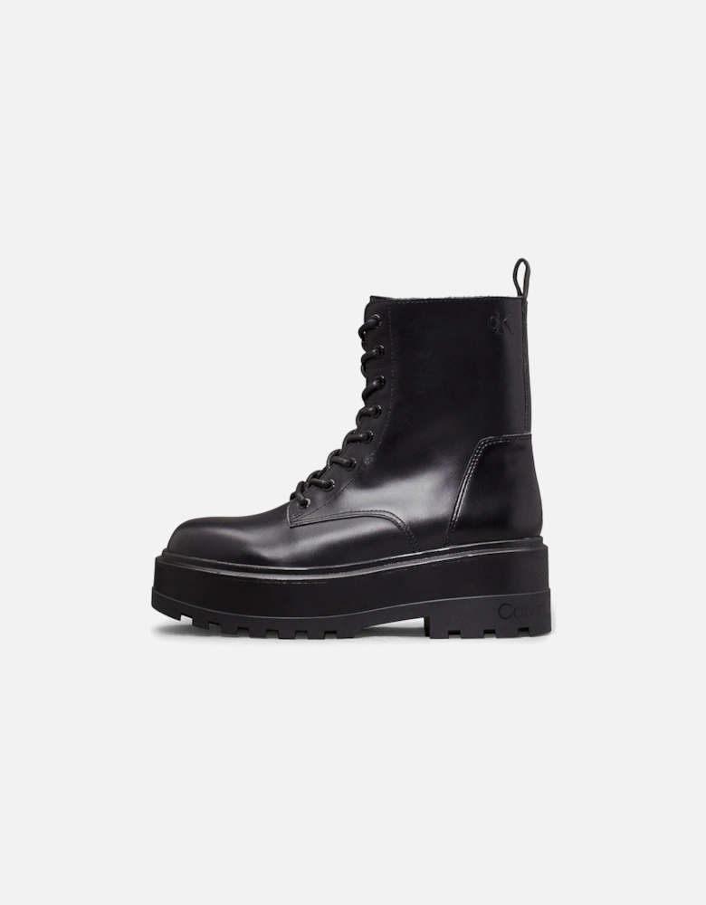 Flatform Lace Up Boot - Black