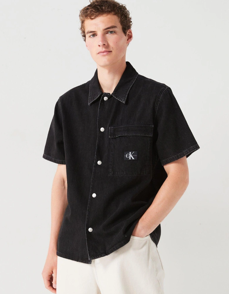 Camp Short Sleeve Denim Shirt - Black