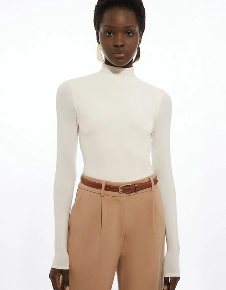 Contour Jersey High Neck Long Sleeve Bodysuit