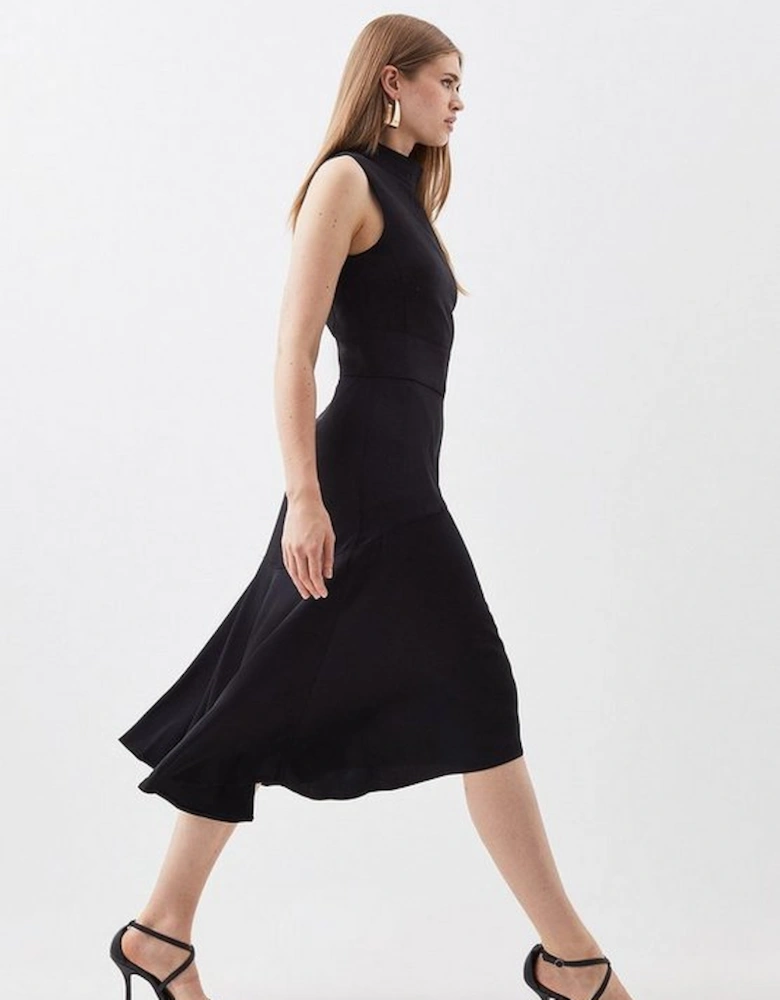 Soft Tailored High Low Midi Dress