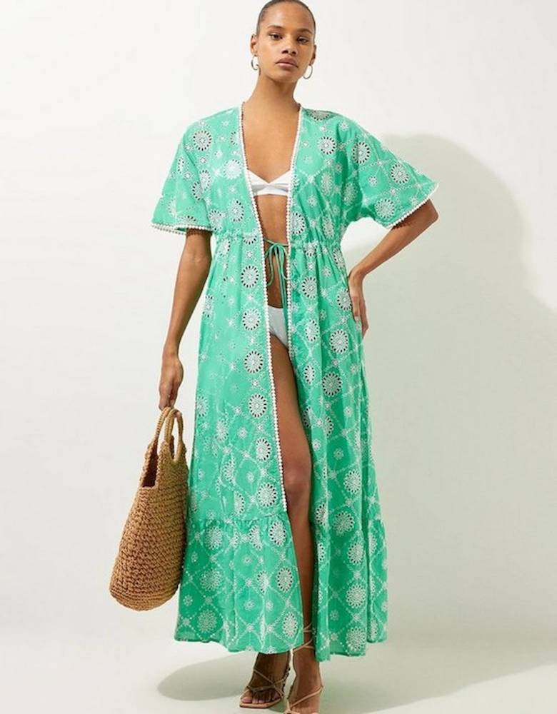 Cotton Broderie Beach Kimono