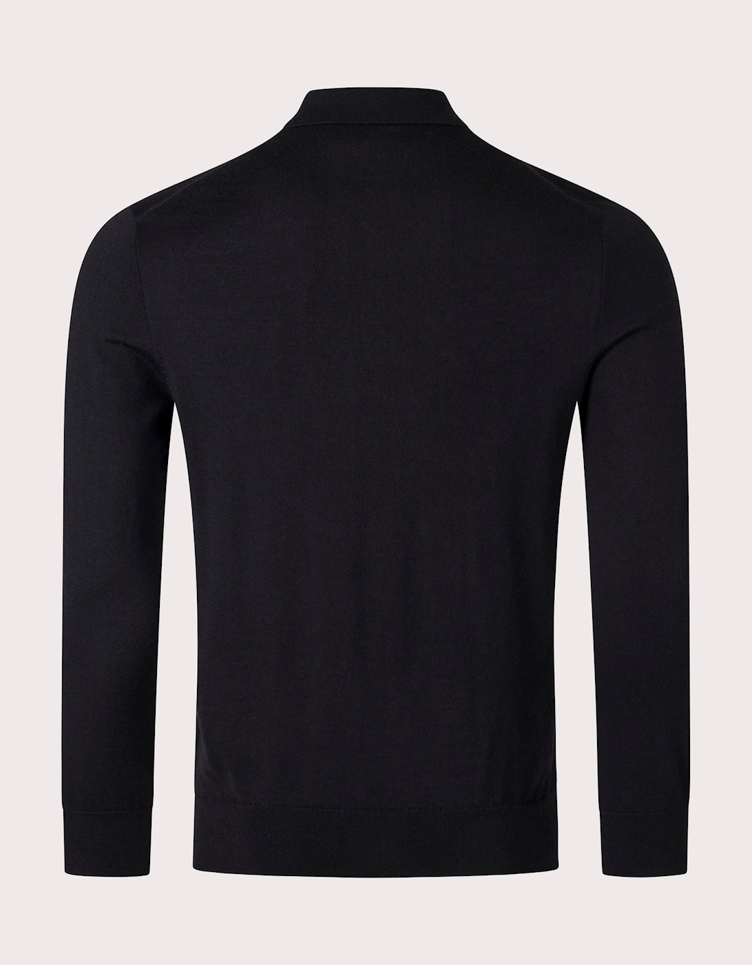 100% Wool Knitted Long Sleeve Polo Shirt