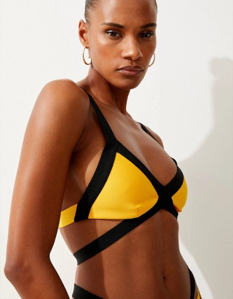 Bandage Colour Block Strappy Bikini Top