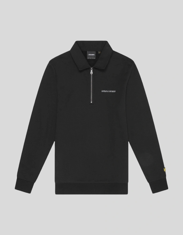 Embroidered Collared 1/4 Zip Jumper