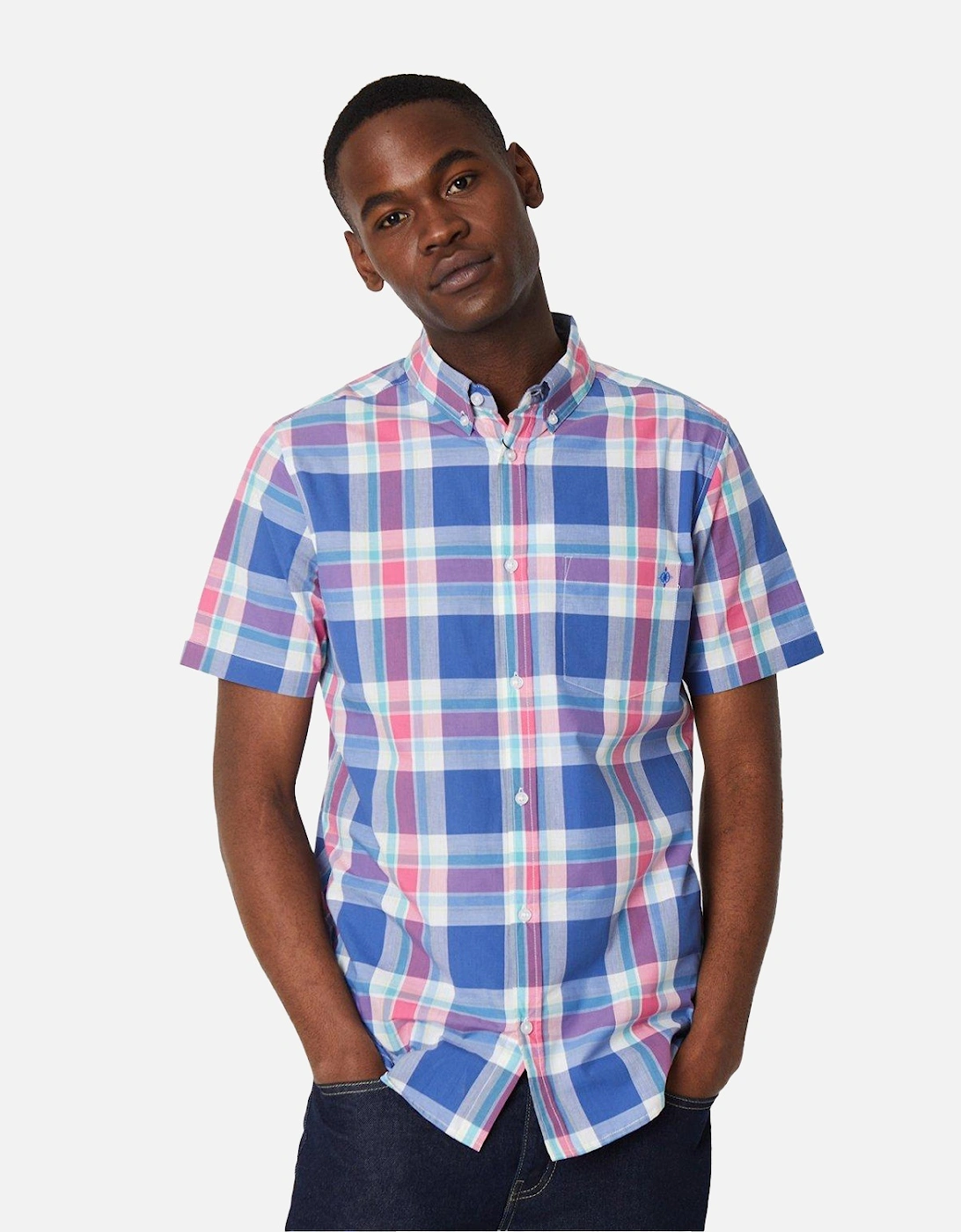 Mens Large Check Short-Sleeved Summer Shirt, 4 of 3