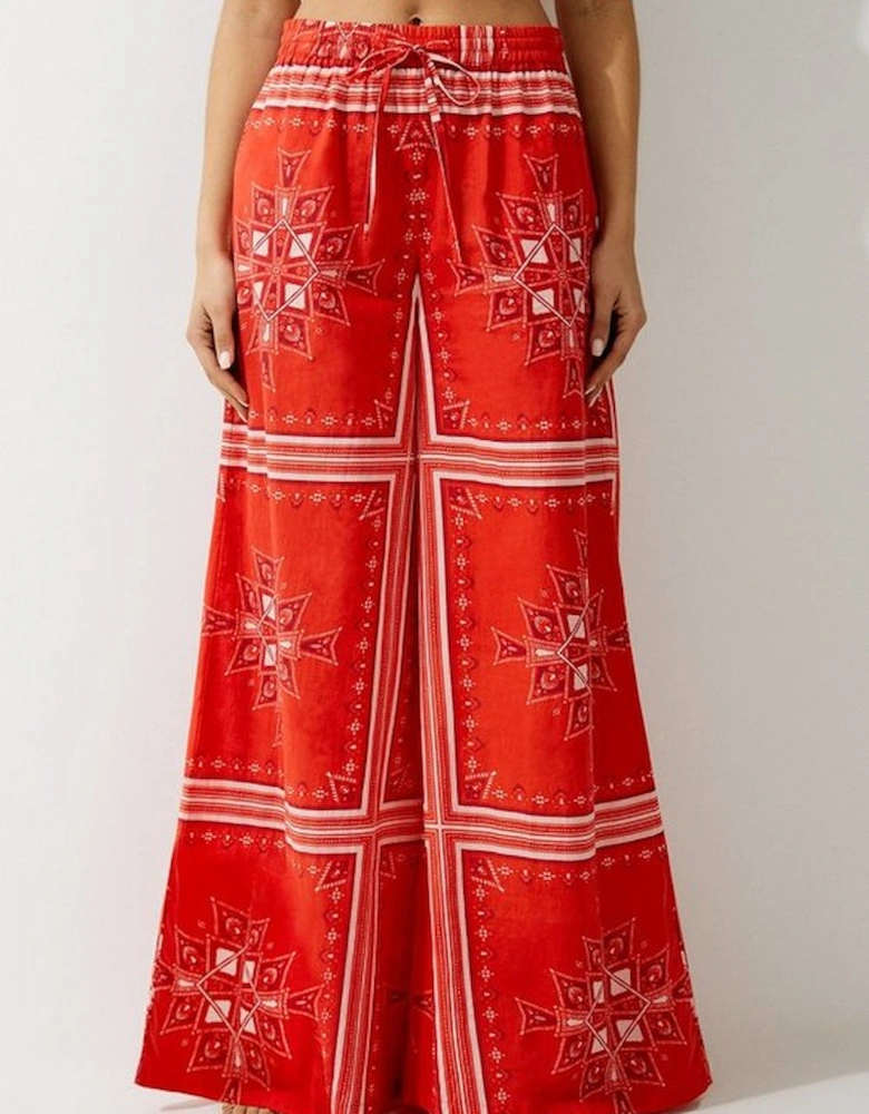 Printed Cotton Voile Beach Trousers