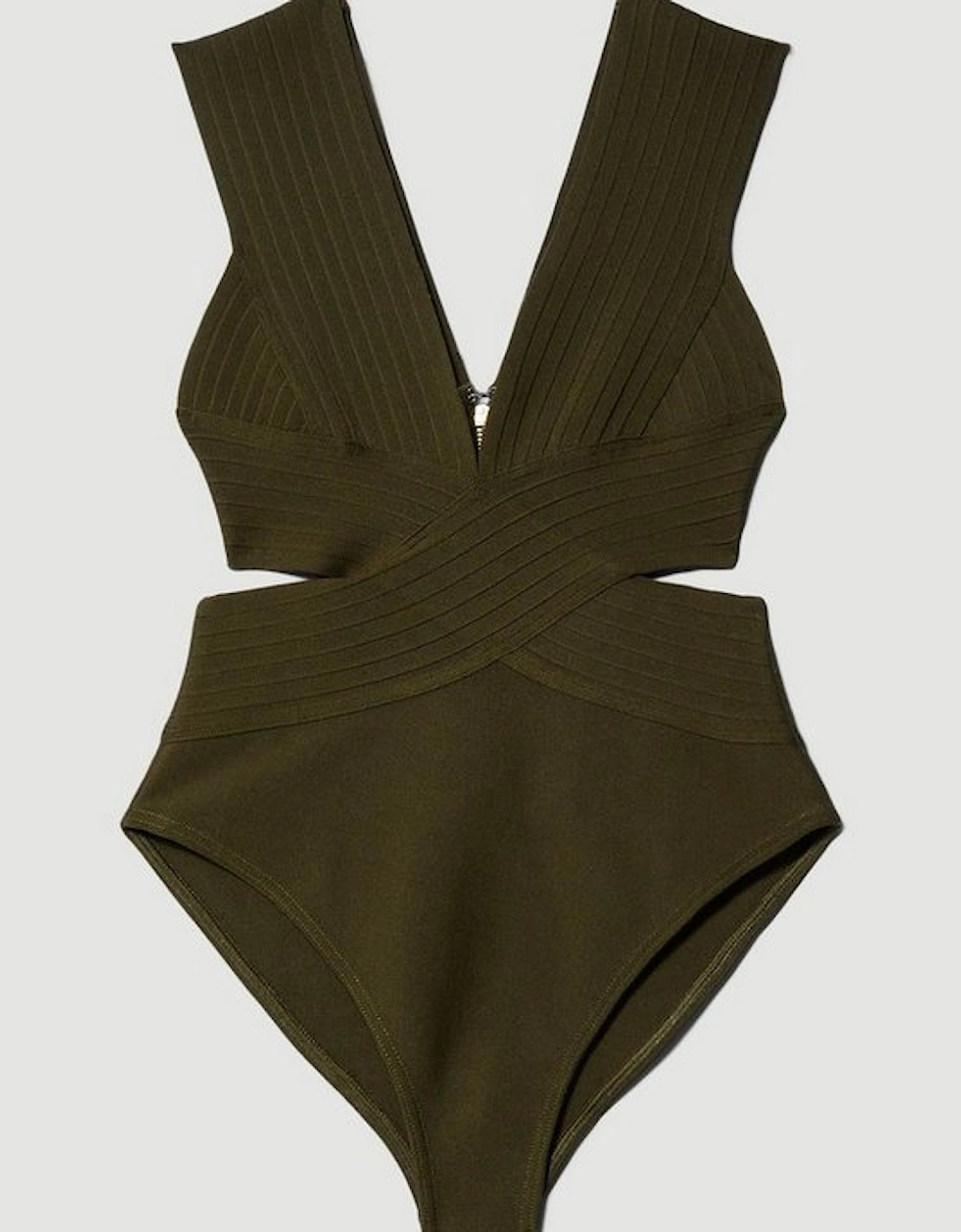 Bandage Textured V Neck Swimsuit