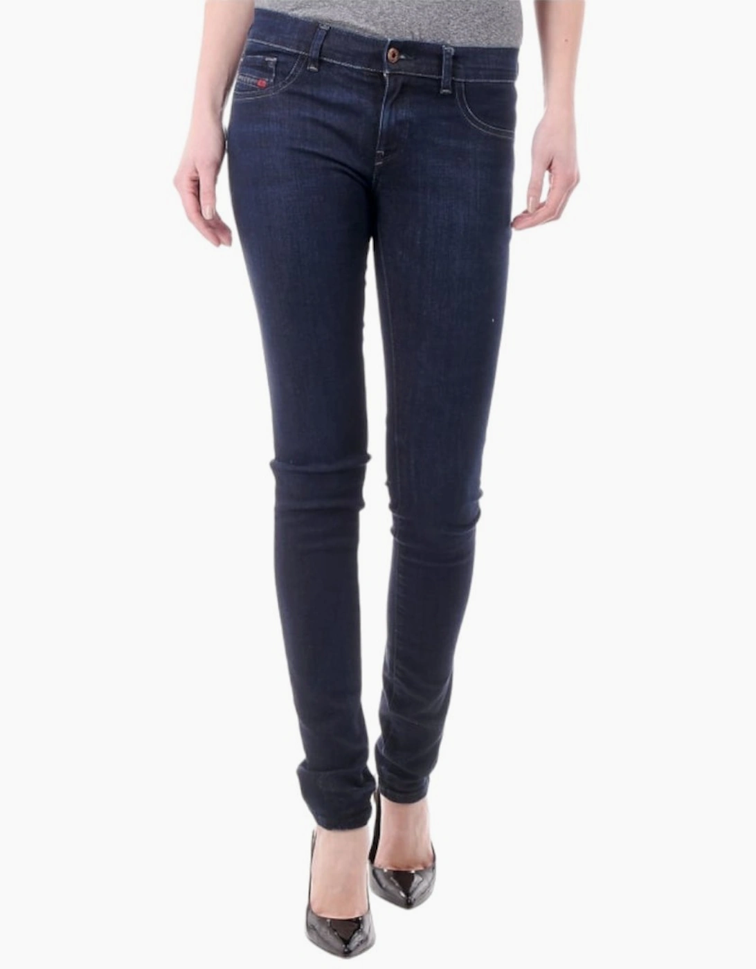Diesel Women's Navy Livier 0860N Skinny Jeans Super Slim Fit Jegging Stretch Blue Pant  34In/8 W25 L34