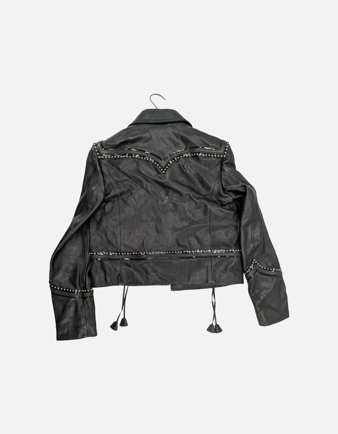 DSQUARED2 Womens Biker Leather Jacket Slim Fit Ladies Zip Up Winter Outwear Coat