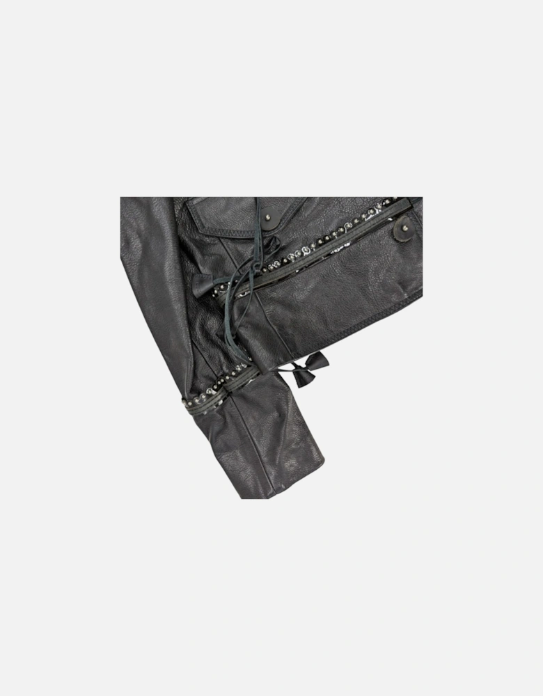 DSQUARED2 Womens Biker Leather Jacket Slim Fit Ladies Zip Up Winter Outwear Coat