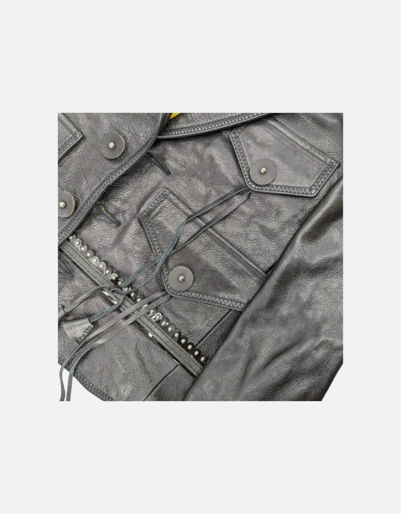 DSQUARED2 Womens Biker Leather Jacket Slim Fit Ladies Zip Up Winter Outwear Coat