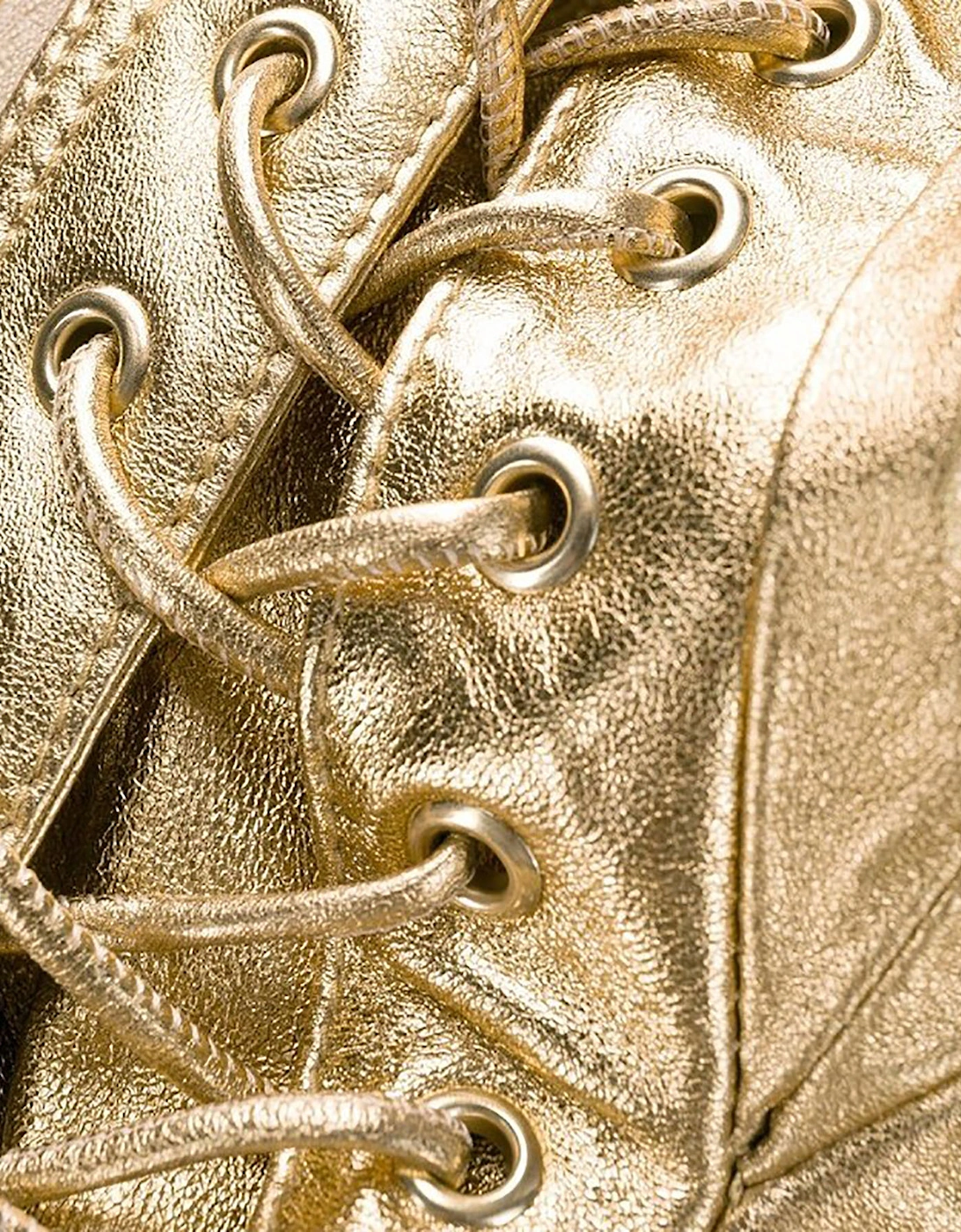 DSQUARED2 Womens Biker Jacket Gold Leather Slim Winter Outwear Zip Ladies Coat