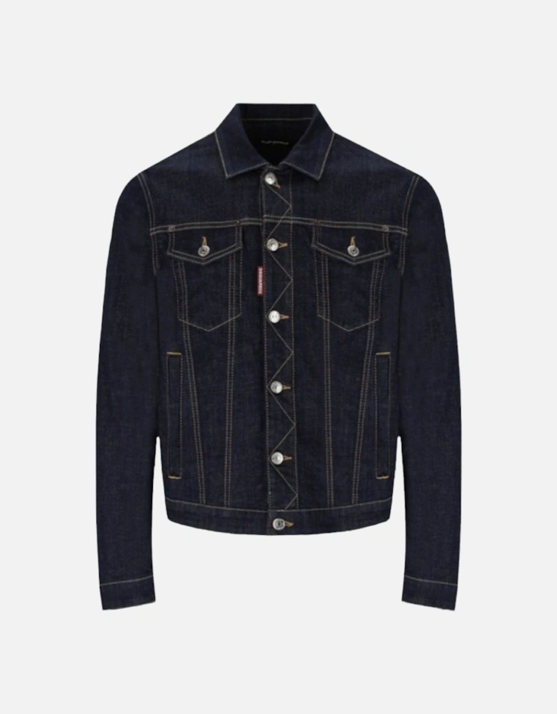 DSQUARED2 Womens Denim Jacket Casual Button Up Ladies Stretch Cropped Fit Coat