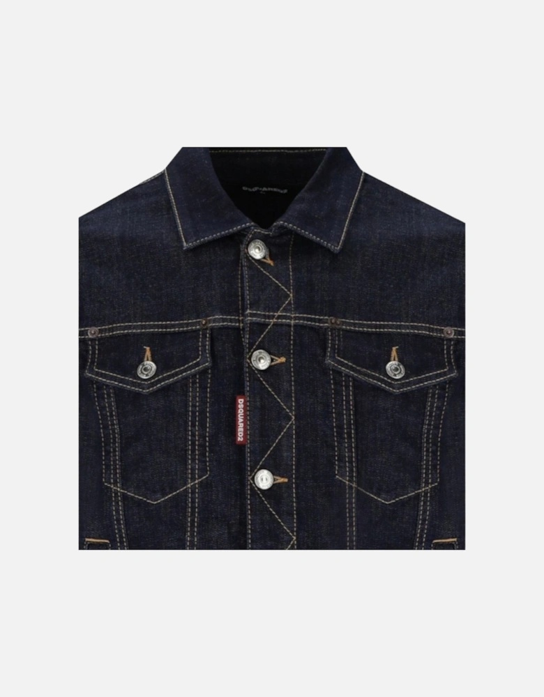 DSQUARED2 Womens Denim Jacket Casual Button Up Ladies Stretch Cropped Fit Coat