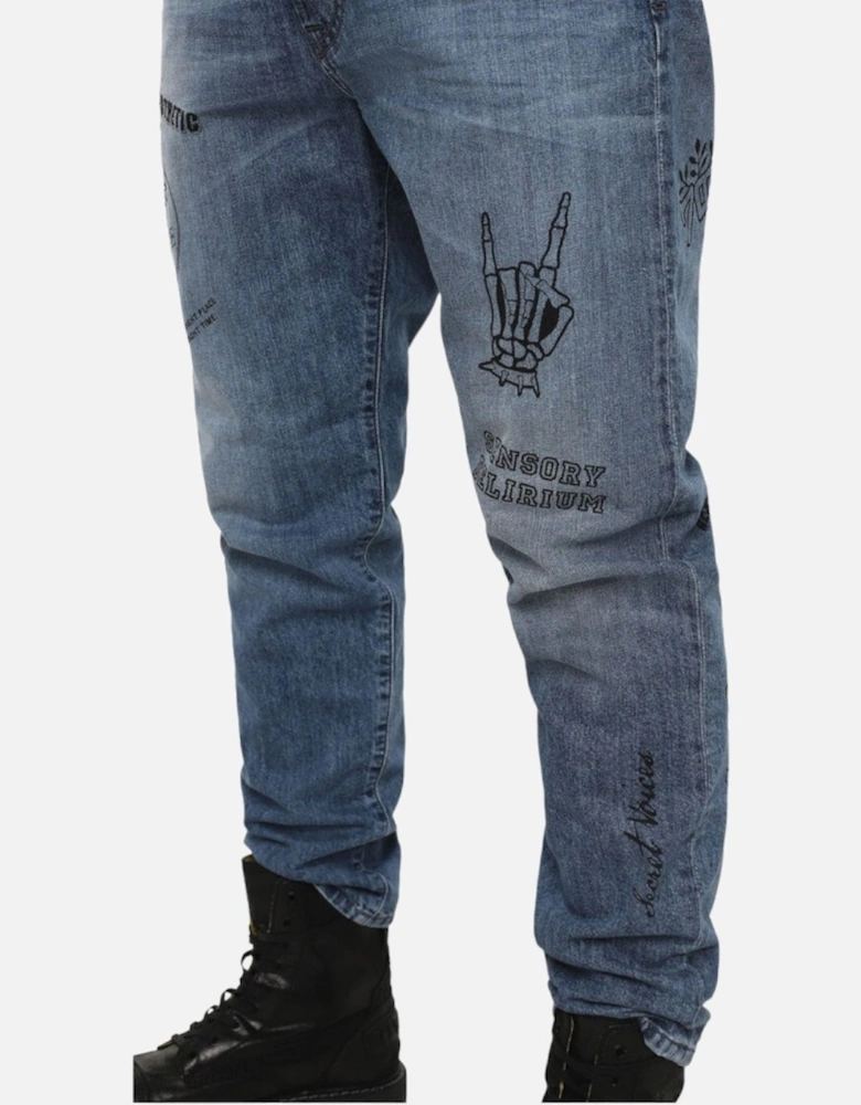 MHARKY 0094D Mens Denim Jeans Casual Slim Skinny Low Crotch Trousers