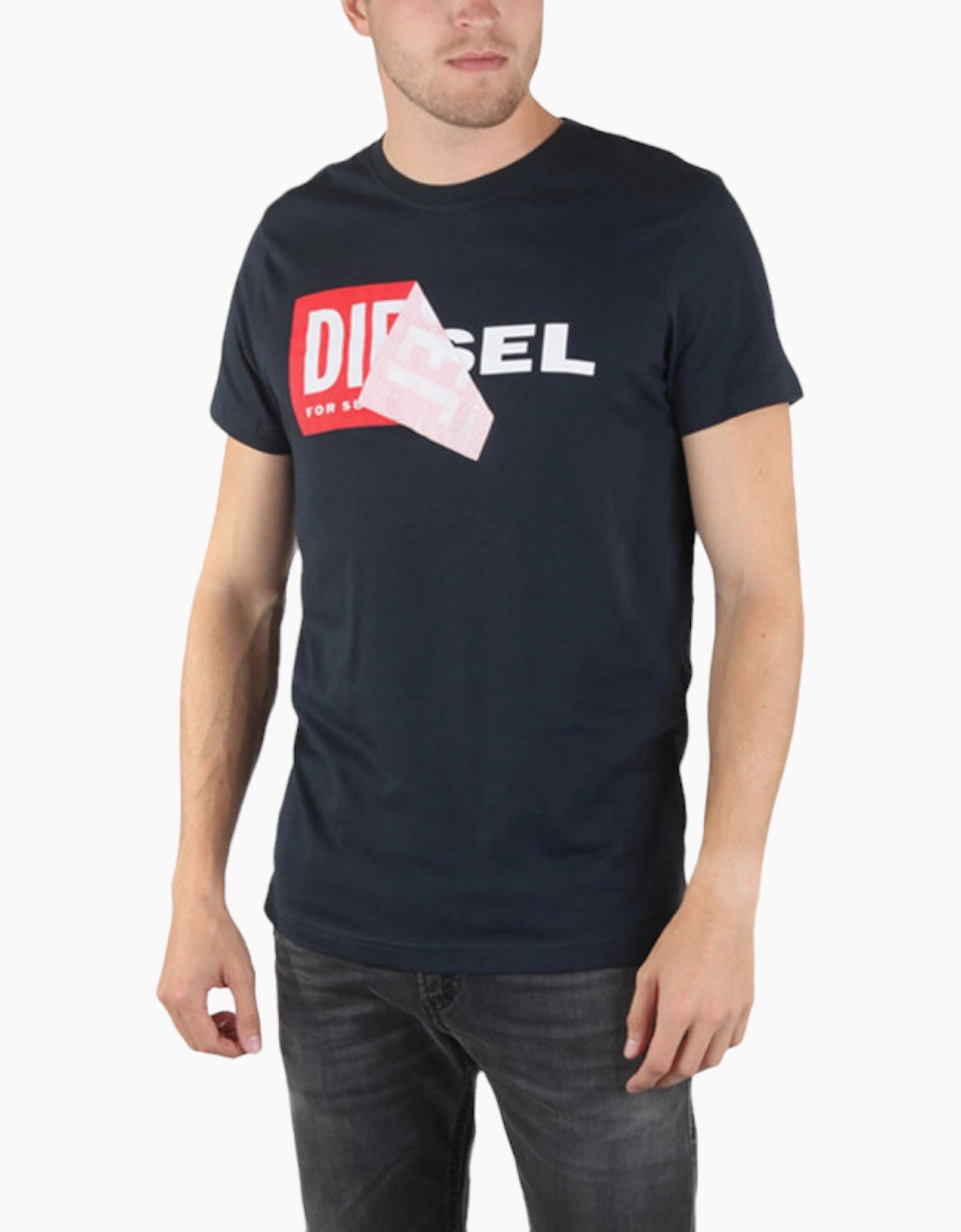 Diesel Men's Navy T Diego Qa T Shirt Short Sleeve Crew Neck Slim Fit Casual Cotton Tee  40 L