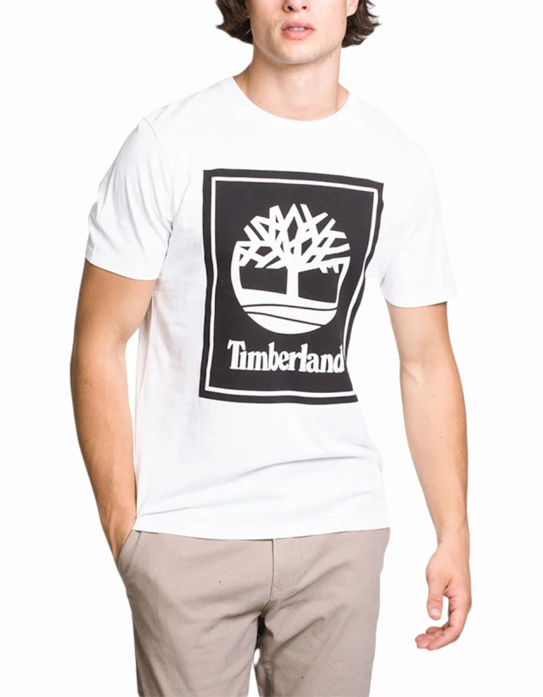 Men's Timberland Mens Printed T Shirts Short Sleeve Casual Cotton Top Quick Dry Tee - White - Size: 40