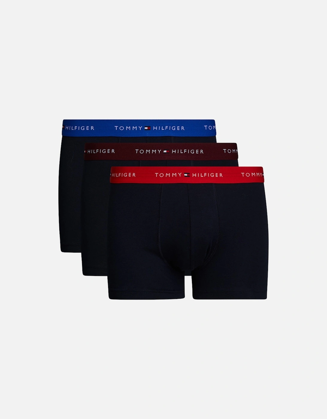 Tommy Hilfiger Men's Black 3-Pack Signature Cotton Boxer Trunks, Navy - : 32/30/31 Small