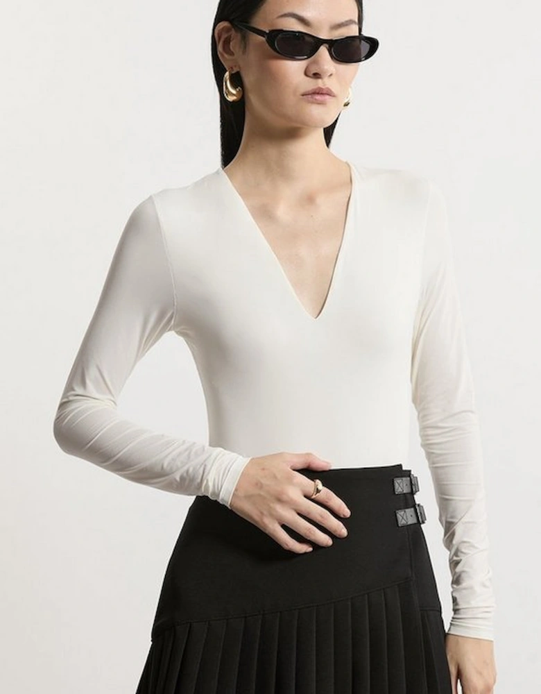 Contour Jersey Long Sleeve Plunge Bodysuit