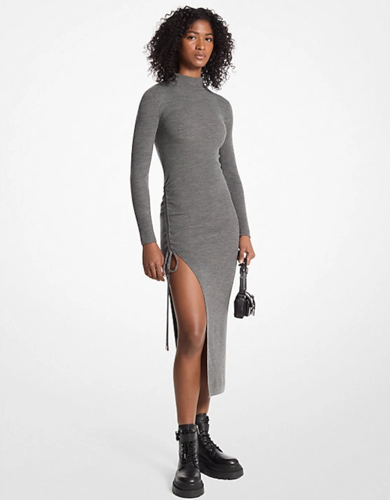 Stretch Wool Ruched Dress