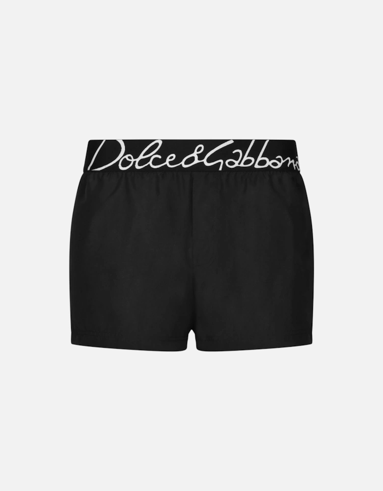 Branded Waistband Swimshorts Black