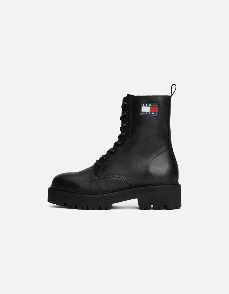 Logo Lace Up Boots - Black