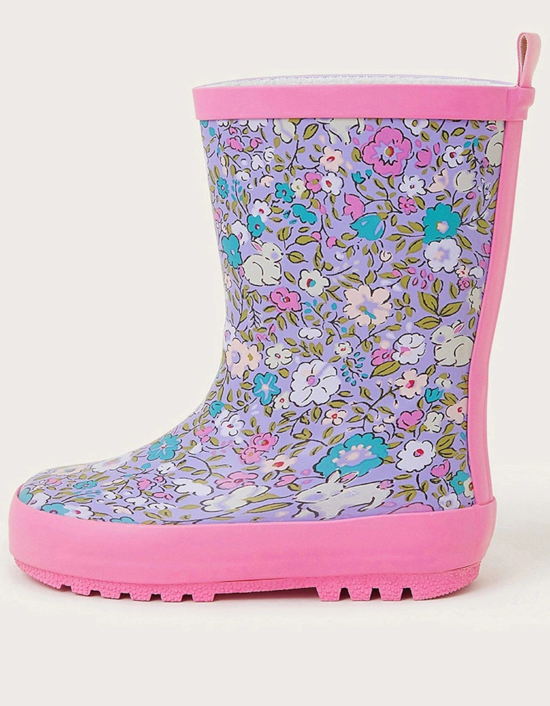 Baby Girls Ditsy Bunny Welly Boots - Multi