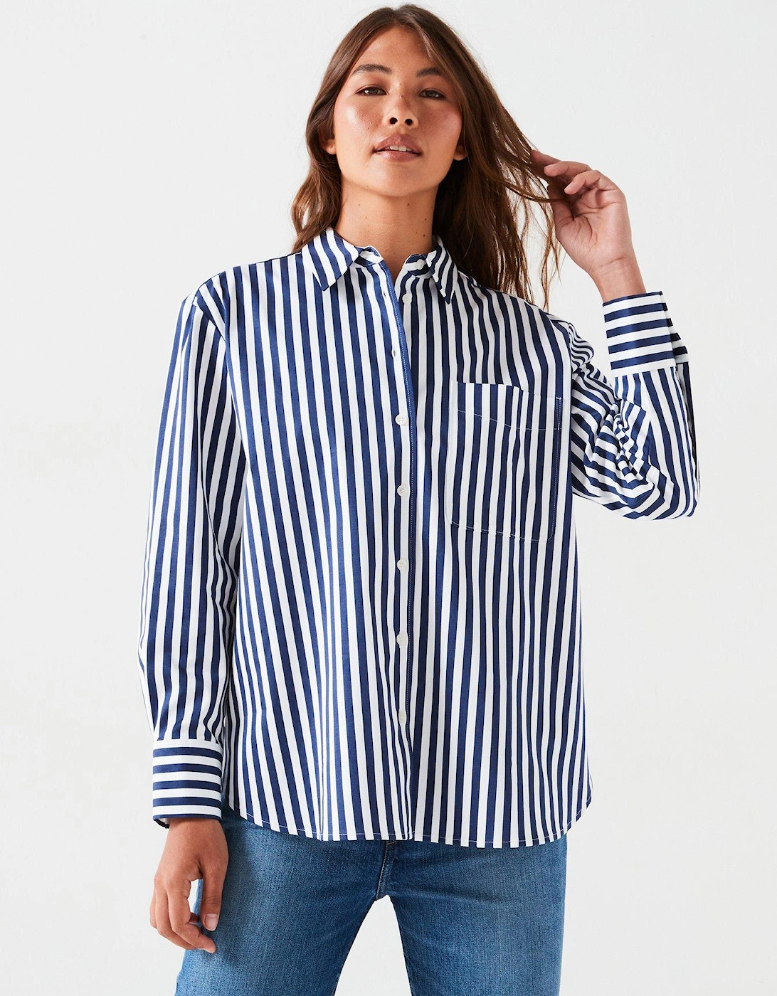 Relaxed Stripe Shirt - Navy, 7 of 6