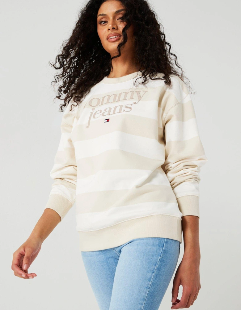 Stripe Logo Sweatshirt - Beige