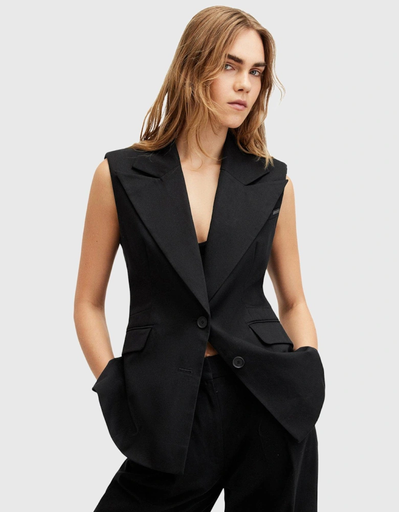 Hally Sleeveless Blazer - Black